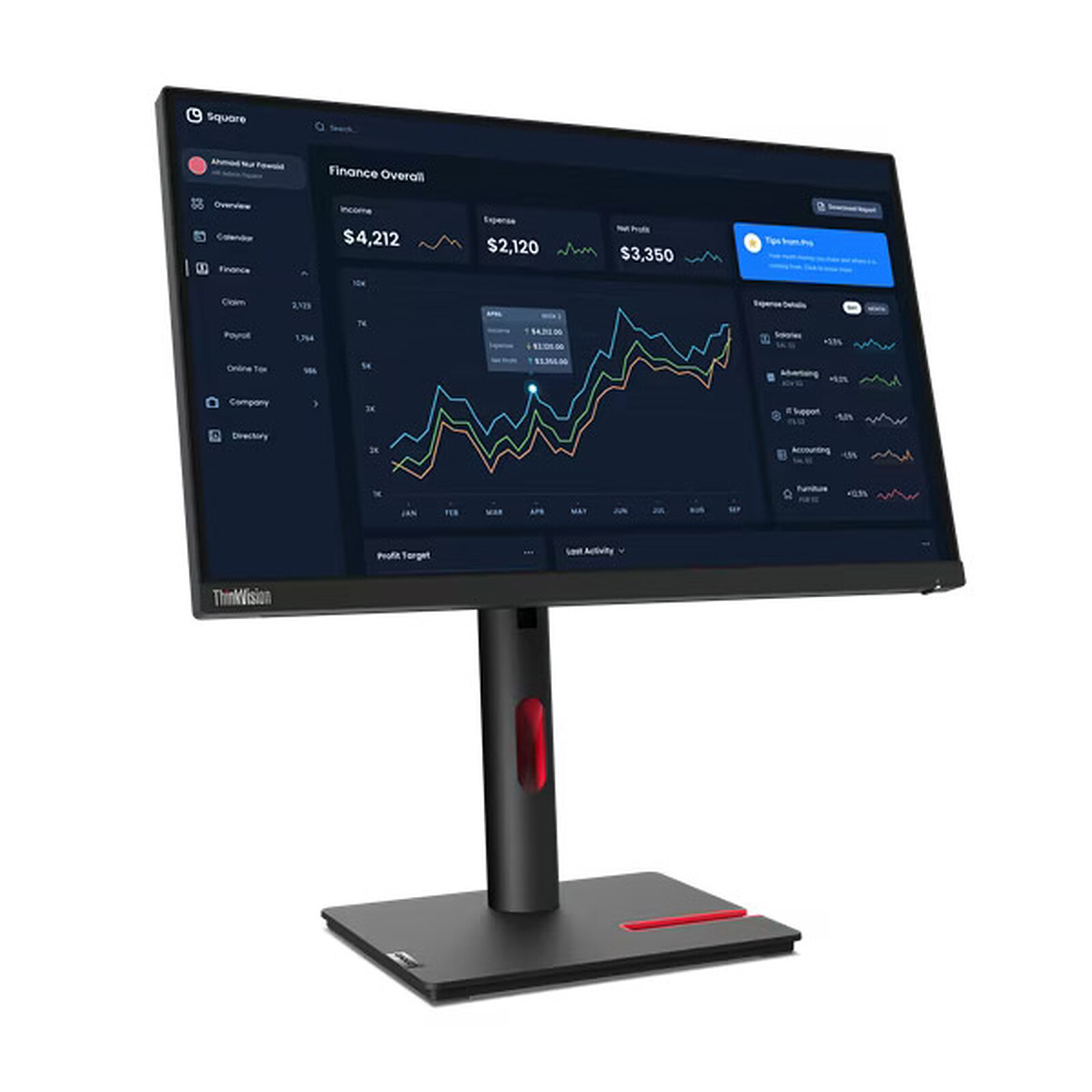 Vue 2 Lenovo T22i-30 — écran 21,5″ confortable